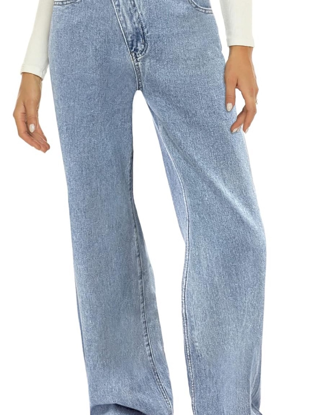 Amazon Women's Wide-Leg Jeans in Light Blue Wash